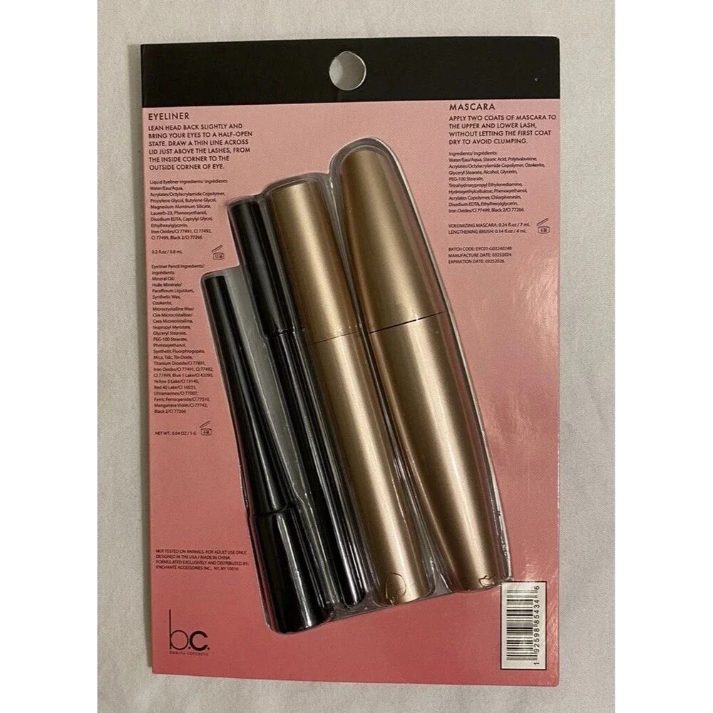 Beauty Concepts Eye Makeup Collection Jet Black Volume-Length 4 Piece NEW